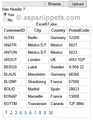 Import data from Excel to GridView in ASP.Net