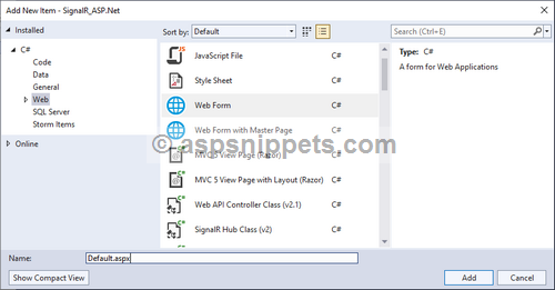 Step by Step SignalR application in ASP.Net
