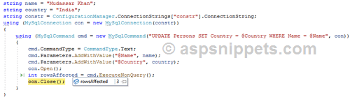 Understanding MySqlCommand ExecuteNonQuery in C# and VB.Net