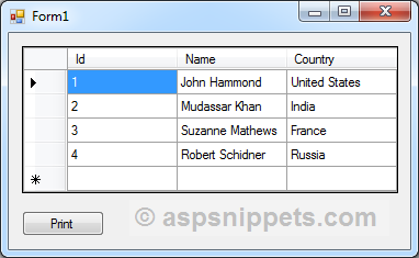 Print contents of Form in Windows Forms (WinForms) Application using C# and VB.Net