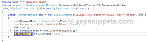 Understanding MySqlCommand ExecuteNonQuery in C# and VB.Net