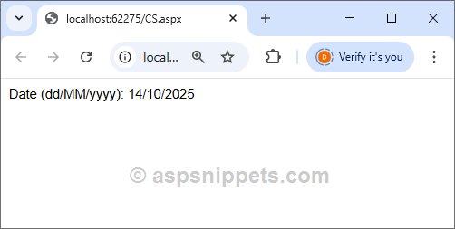 Display Date in dd/MM/yyyy format in ASP.Net