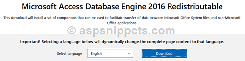 Download Microsoft.ACE.OLEDB.16.0 provider for 32bit and 64bit