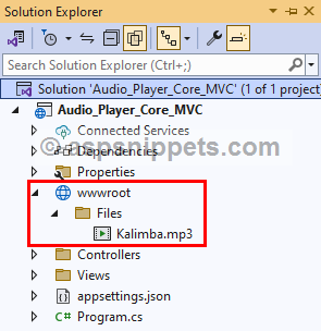 Using HTML5 Audio Player in ASP.Net Core