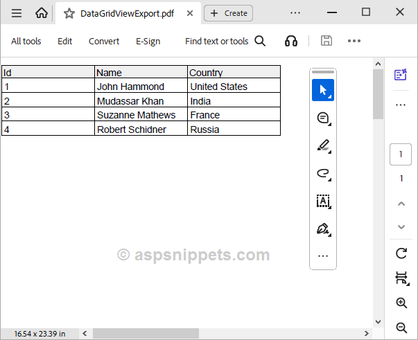 Export Windows Forms DataGridView to PDF using iTextSharp, C# and VB.Net