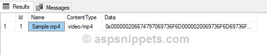 Download Video (mp4) file from Database in ASP.Net