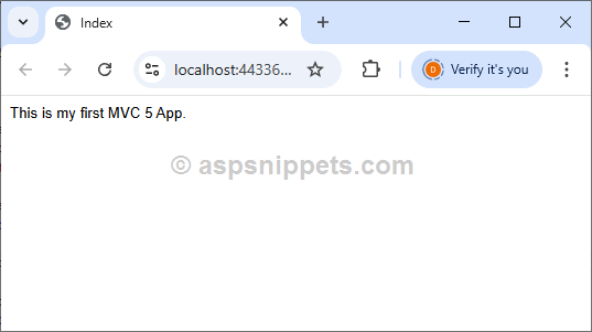 ASP.Net MVC Hello World Tutorial with Sample Program example