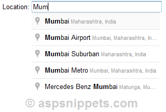 Implement Google Places Autocomplete TextBox without Google Maps with Place changed event