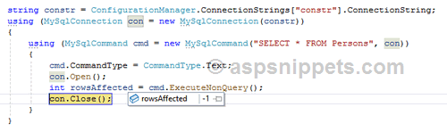 Understanding MySqlCommand ExecuteNonQuery in C# and VB.Net