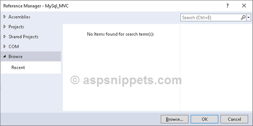 Download, install and reference MySQL Connector in ASP.Net MVC