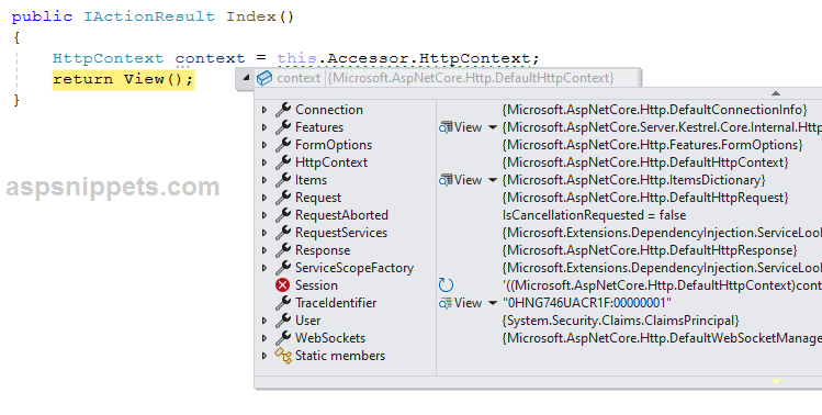 .Net Core 7: Using HttpContext in ASP.Net Core