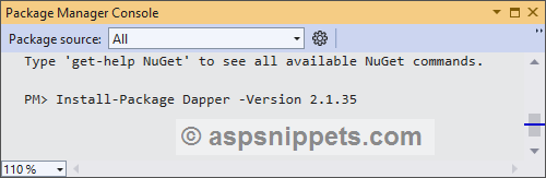 Install Dapper from Nuget in Visual Studio