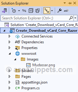 ASP.Net Core Razor Pages: Create and download vCard (.VCF) file