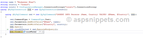 Understanding MySqlCommand ExecuteNonQuery in C# and VB.Net