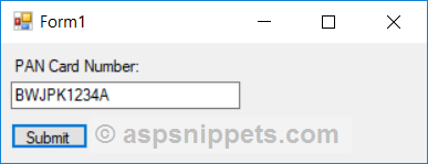 PAN Card Number validation in Windows Forms Application using C# and VB.Net