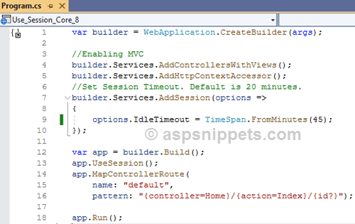 .Net Core 8: Set custom Session Timeout in ASP.Net Core