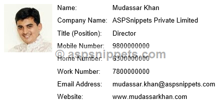 Read and Import vCard (.VCF) file information in ASP.Net MVC