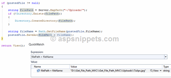 Get file path from HttpPostedFileBase in MVC