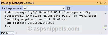 Install MySql.Data library using Nuget