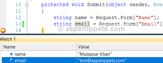 Access HTML Control values in Code Behind (Server Side) without runat server in ASP.Net