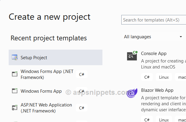 Visual Studio 2022: Add Visual Studio Installer Project Template 