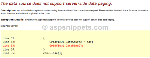 ASP.Net GridView: The data source does not support server-side data paging.