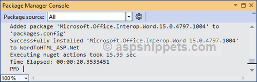 Install Microsoft.Office.Interop.Word Nuget Package