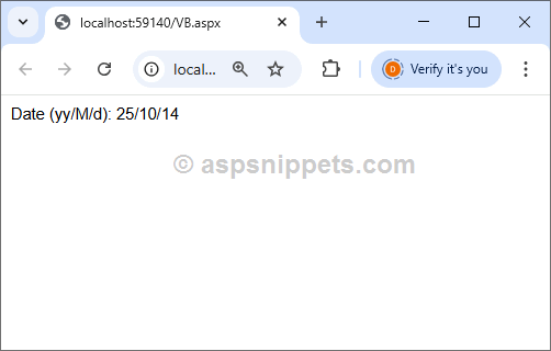 Display Date in yy/M/d format in ASP.Net