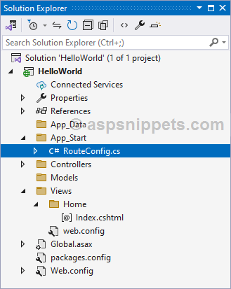 ASP.Net MVC Hello World Tutorial with Sample Program example