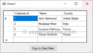 Create new DataTable from existing DataTable in C# and VB.Net