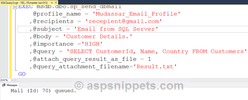 SQL Server: Send email with query results as attachment