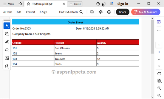 iTextSharp: Generate PDF in Memory and send as Email Attachment using C#, VB.Net and ASP.Net 