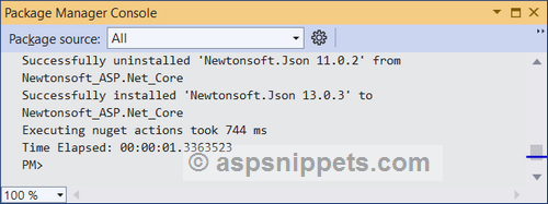 Installing Newtonsoft library using Nuget