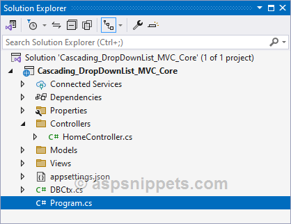 ASP.Net Core MVC: Cascading (Dependent) Country State City DropDownLists using jQuery AJAX