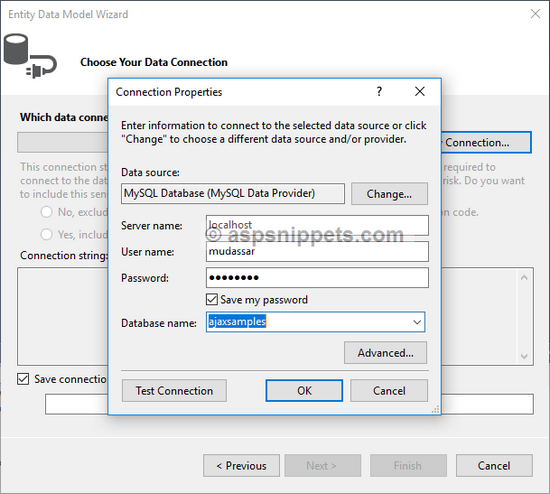 Connect and Configure Entity Framework to MySQL database in ASP.Net MVC