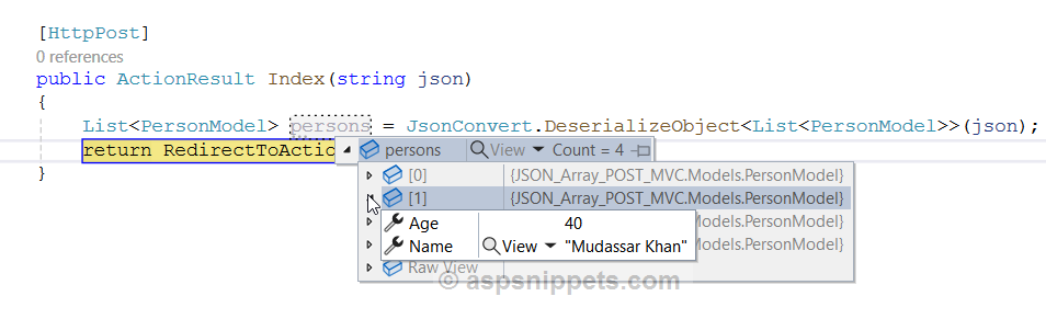 ASP.Net MVC: POST JSON Array to Controller without AJAX