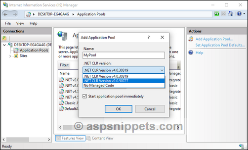 Create Application Pool (.Net Framework 2.0, 3.0 and 3.5) in IIS
