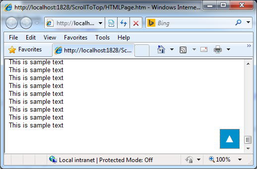 jQuery ScrollTop Animate example: Implement jQuery ScrollTop with Animation
