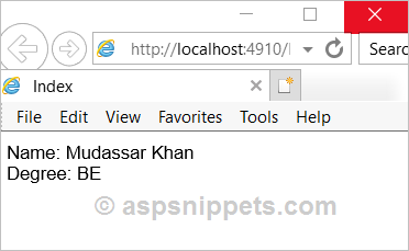 Store Model in Session and display in View in ASP.Net MVC