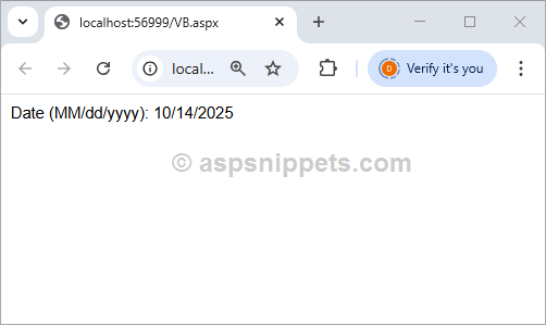 Display Date in MM/dd/yyyy format in ASP.Net