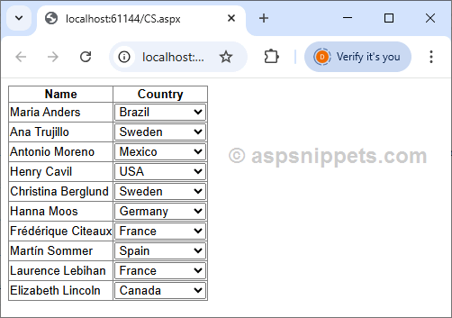 Bind DropDownList in ItemTemplate of TemplateField in ASP.Net GridView