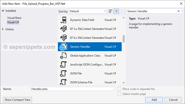 Uploading files using jQuery AJAX and Generic Handler (ASHX) in ASP.Net