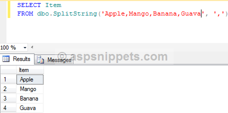 Split function in SQL Server Example: Function to Split Comma separated (Delimited) string in SQL Server 2005, 2008 and 2012