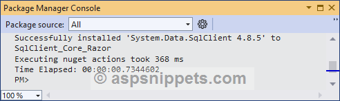 Using System.Data.SqlClient in .Net Core 8.0 Razor Pages