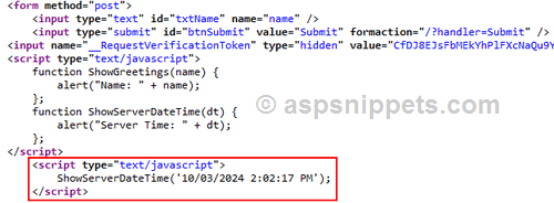 Call JavaScript function in ASP.Net Core Razor Pages