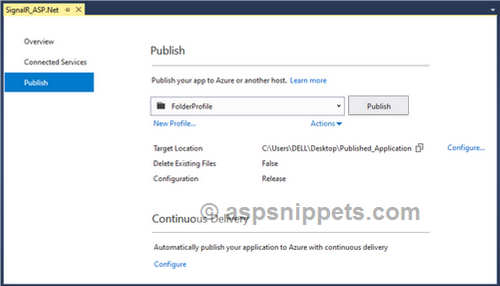 Publish web application in Visual Studio 2017