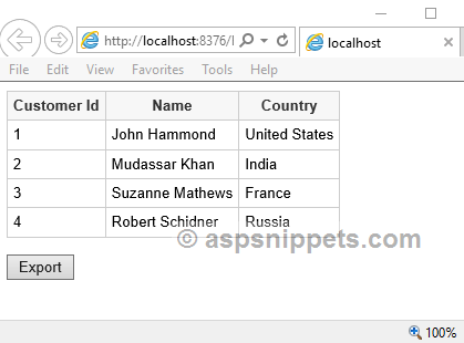 Export (Convert) GridView to PDF using JavaScript and jQuery in ASP.Net