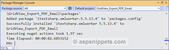 Install iTextSharp.XmlWorker library using Nuget