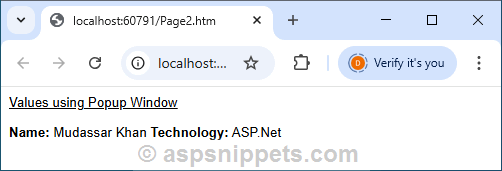 Send (Pass) Data (Values) from one page to another using jQuery