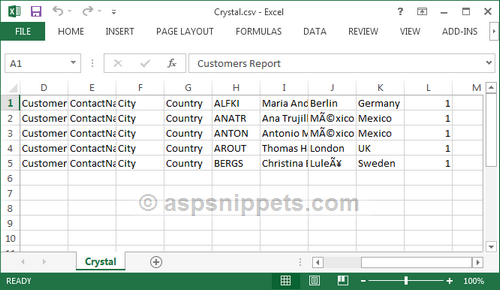 ASP.Net MVC: Export Crystal Report to Word Excel PDF and CSV